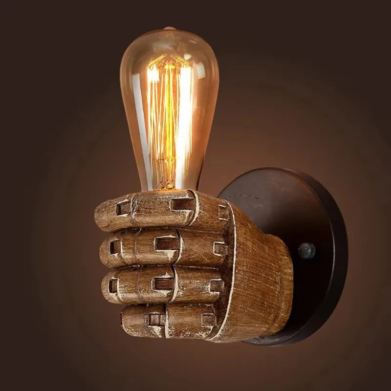 Nordic Retro Resin Fist Wall Lamp – Left or Right Hand Design