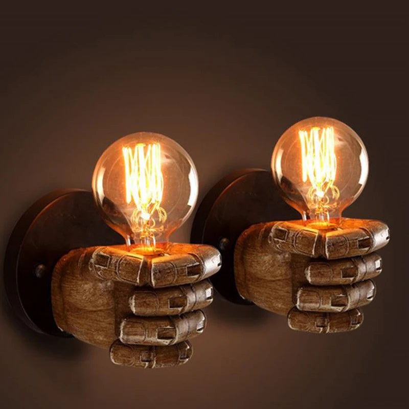 Nordic Retro Resin Fist Wall Lamp – Left or Right Hand Design