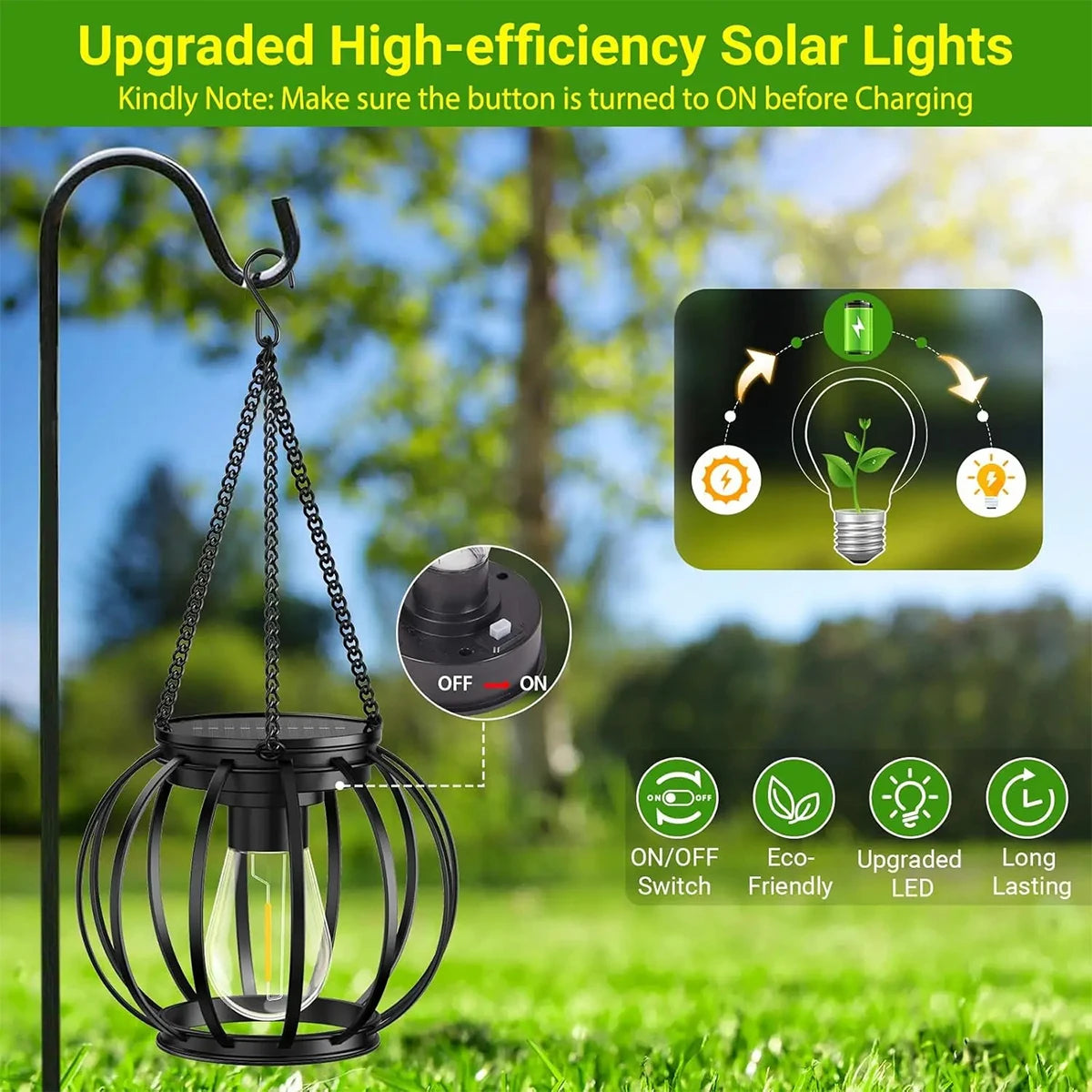 Solar LED Lantern Light – Retro Hanging Outdoor Waterproof Decor