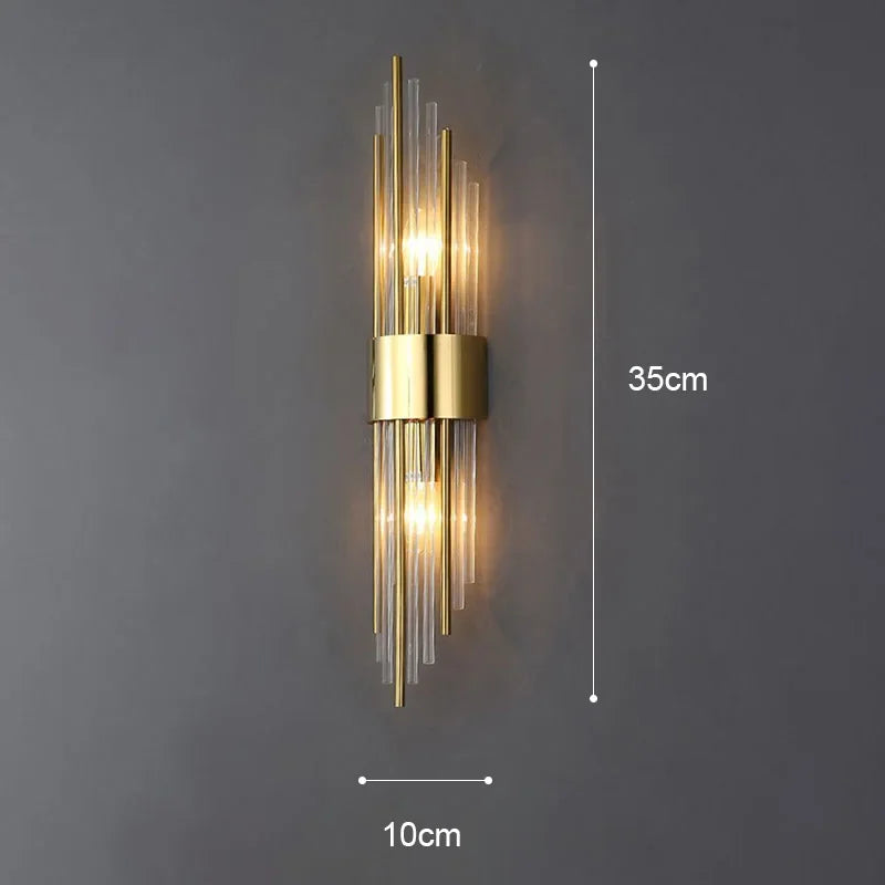 Luxury Gold Wall Lamp – Modern LED Sconce with Crystal Touch