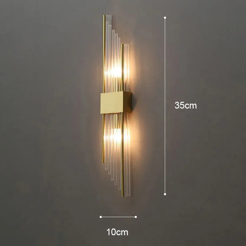 Luxury Gold Wall Lamp – Modern LED Sconce with Crystal Touch