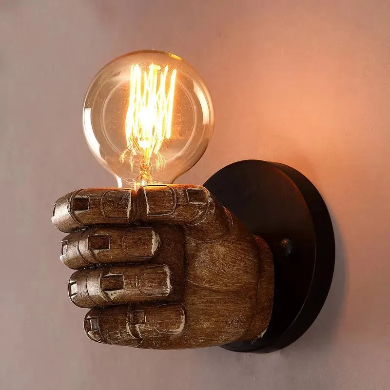 Nordic Retro Resin Fist Wall Lamp – Left or Right Hand Design