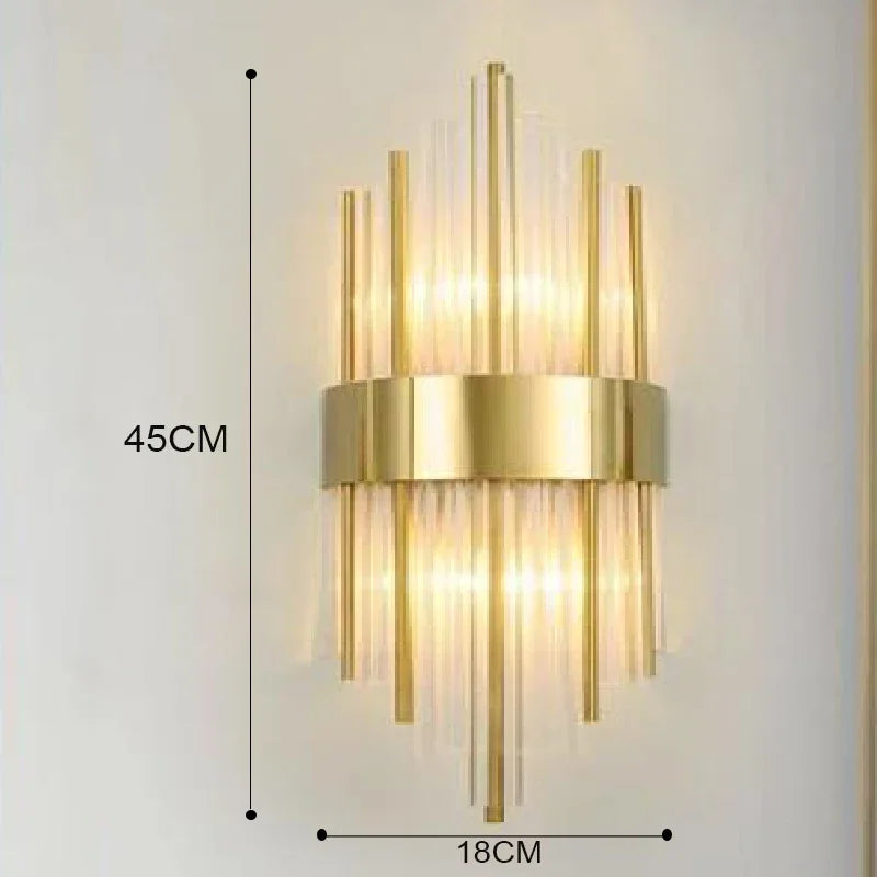 Luxury Gold Wall Lamp – Modern LED Sconce with Crystal Touch