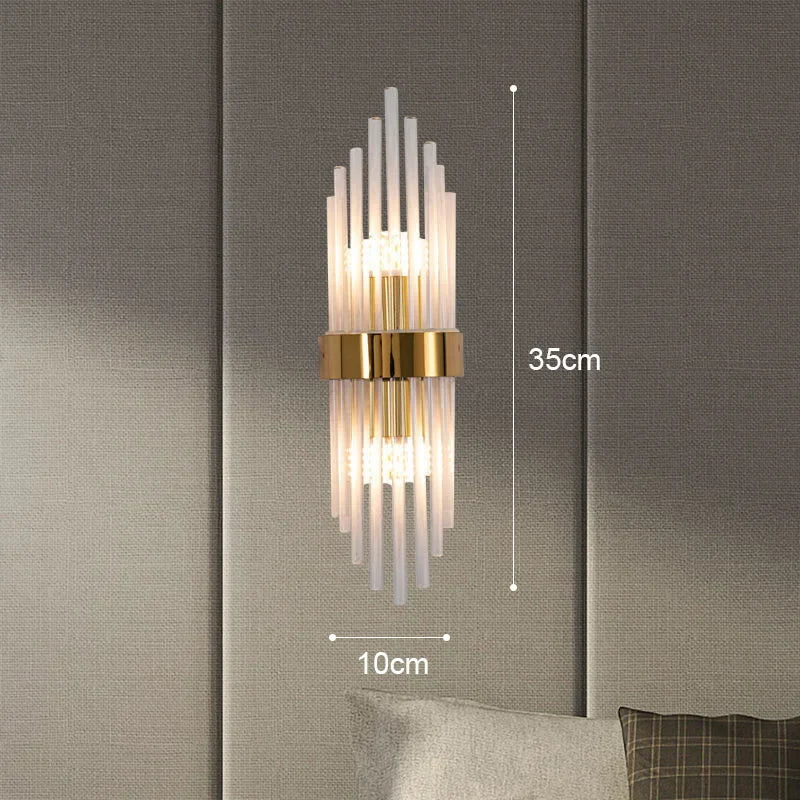 Luxury Gold Wall Lamp – Modern LED Sconce with Crystal Touch