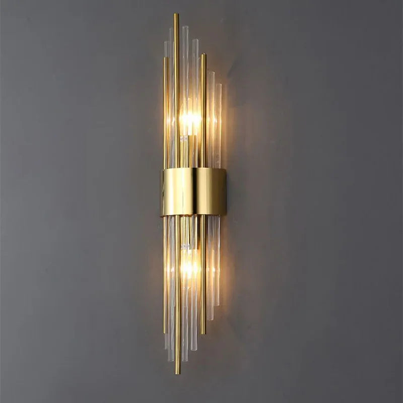 Luxury Gold Wall Lamp – Modern LED Sconce with Crystal Touch