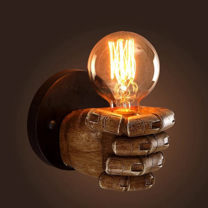 Nordic Retro Resin Fist Wall Lamp – Left or Right Hand Design