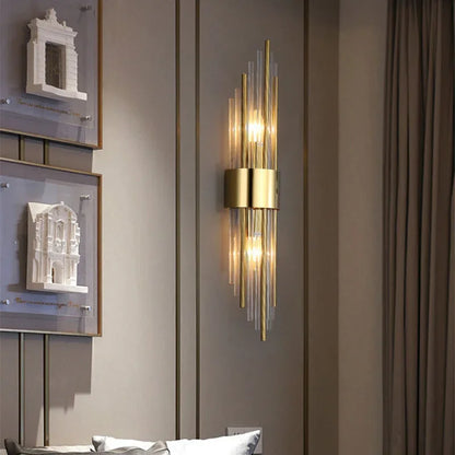 Luxury Gold Wall Lamp – Modern LED Sconce with Crystal Touch